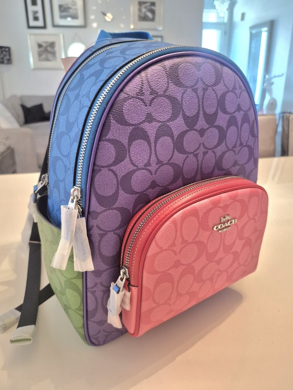 Coach Colorblock Signature Mini Backpack in Pink, Purple, Blue, Green - New